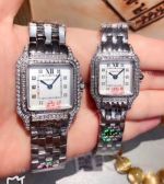 Clone Panthere De Cartier Stainless Steel Diamond Watches 27mm or 22mm
